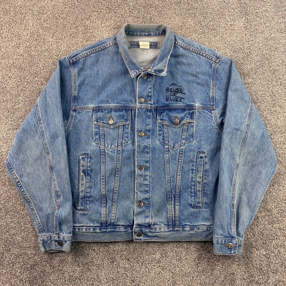 Vintage House Of Blues Denim Jacket Mens‎ L Blue Cotton Orlando Made In USA 90s